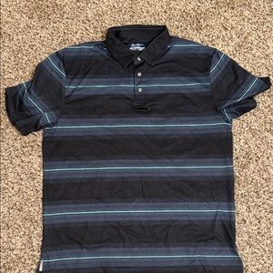 Brooks Brothers Navy and Teal Striped Polo Shirt